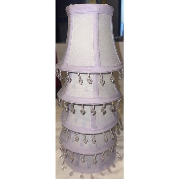 Pottery Barn Clip On Chandelier Shades Lavender Beaded Bell Set 5 - Picture 7 of 8